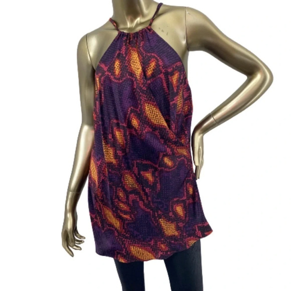 Julian Chang Satin Silk Snake Print Halter Top NWT - Picture 1 of 8